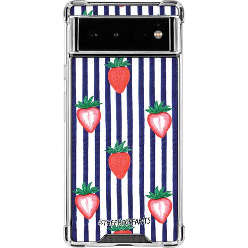 Bouffants and Broken Hearts Strawberries and Stripes Google Pixel 6 Clear Case